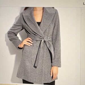 Calvin Klein Wool Blend Shawl Collar Wrap Coat 10